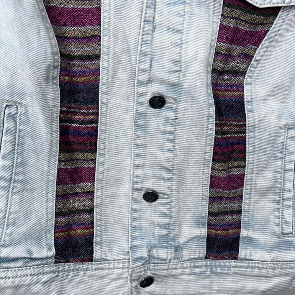 Free People Baja Jacket Distressed Cropped Size 12 Trucker Jacket Southwestern - Picture 7 of 16